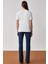 Alıne Kadın Pamuk Derin V Yakalı Comfort Fit Beyaz T-Shirt 4