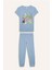 Kız Çocuk Pijama Takımı Kısa Kollu Baskılı Üst Esnek Belli Uzun Alt E0539A825SM 7