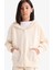 Kız Çocuk Kapüşonlu Basic Düz Cepli Fermuarlı Sweatshirt D9079A825SP 1