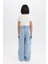 Kız Çocuk Wide Leg Kargo Geniş Paça Pamuklu Jean Pantolon D9694a825sp 8