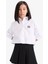 Kız Çocuk Cropped Fit Oxford Uzun Kollu Gömlek D9149A825SP 3