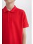 Erkek Çocuk Basic Düz Pike Kısa Kollu Kırmızı Polo Tişört K1689A625SM 8