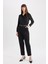 Carrot Fit Kemerli Klasik Pantolon Siyah Yüksek Bel Dar Paça Piliseli Basic Düz Kısa Paça D4282AX24AU 5
