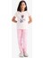 Kız Çocuk Pijama Takımı Bisiklet Yaka Baskılı Kısa Kollu Üst Uzun Alt E0540A825SM 2