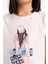 Kız Çocuk Pijama Takımı Bisiklet Yaka Baskılı Kısa Kollu Üst Uzun Alt E0540A825SM 5