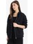 Siyah Okula Dönüş Relax Fit Kapüşonlu Kalın Basic Düz Cepli Fermuarlı Sweatshirt D8717AX24WN 3
