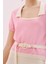 Kare Yaka Beli Kemerli Triko Bluz Pembe- Ekru Y2571003_386 3