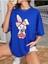 Rabbit Baskılı Kadın / Kız Oversize Salas T-Shirt Boyfriend 3