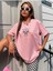 Pembe Kadın / Kız Tennis Ball Baskılı Oversize T-Shirt 4