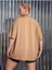Kadın Bej Oversize T-Shirt Kelebek Baskılı 2