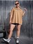 Kadın Bej Oversize T-Shirt Kelebek Baskılı 3