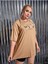 Kadın Bej Oversize T-Shirt Kelebek Baskılı 4