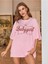 Baby Girl Baskılı Kadın / Kız Pembe Oversize Salas Boyfriend T-Shirt Top Bluz 2