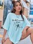 Kadın / Kız Baskılı Bebek Mavisi Oversize T-Shirt Salaş Boyfirend 1
