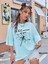 Kadın / Kız Baskılı Bebek Mavisi Oversize T-Shirt Salaş Boyfirend 2