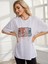 Kadın / Kız Beyaz Oversize T-Shirt Splendid Music Baskılı 4