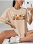 Kadın / Kız Toprak Oversize T-Shirt Coffee & Cartoon Baskılı 1