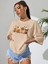 Kadın / Kız Toprak Oversize T-Shirt Coffee & Cartoon Baskılı 4