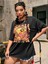 Kadın / Kız Siyah Oversize T-Shirt Summer Baskılı 4