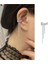 Deliksiz Sıkıştırma Zincirli Ear Cuff Manşet Küpe Gümüş Kaplama 1