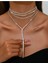 Gümüş Renk Taşlı Üçlü Choker Detaylı Uzun Kolye 2