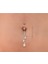 Kristal Damla Sallantılı Taşlı Göbek Piercing Çelik Göbek Piercing 1