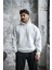 Erkek Basic Şardonlu Oversize Sweatshirt Beyaz 4