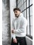 Erkek Basic Şardonlu Oversize Sweatshirt Beyaz 5