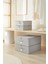 4'lü Gri Balıksırtı Destekli Hurç Set 2 Adet 31 x 38 x 12 + 45 x 55 x 18 cm 1