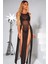 Aria's Closet Siyah Yanlardan Yırtmaçlı Uzun Gecelik 1