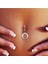 Deliksiz Hilal Sallantılı Fake Çelik Göbek Piercing 1