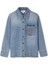 Işlemeli Denim Gömlek IS1250025130629 5