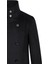 Siyah Slim Fit Kruvaze Yünlü Kaşe Kaban 3