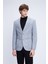 Gri Comfort Fit Mono Yaka Desenli Ceket 1