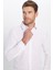 Erkek Slim Fit Dar Kesim Pamuklu Terry Cotton Kumaş Kolay Ütü Beyaz Gömlek 1