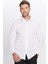 Erkek Slim Fit Dar Kesim Pamuklu Terry Cotton Kumaş Kolay Ütü Beyaz Gömlek 2