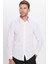 Erkek Slim Fit Dar Kesim Pamuklu Terry Cotton Kumaş Kolay Ütü Beyaz Gömlek 4