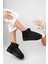 Siyah Kadın Kalın Tabanlı Içi Kürklü Bilekte Kısa Bot UG04 1