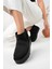 Siyah Kadın Kalın Tabanlı Içi Kürklü Bilekte Kısa Bot UG04 3