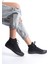 Siyah Kadın Uzun Keten Spor Ayakkabı Günlük Sneakers Cnv6 2