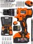 21 V 1.2 Ah 13 mm Metal Mandren Darbeli Çift Akülü Vidalama Matkap + 27 Parça Pro Set Turuncu 2