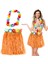 Hawaii Luau Aloha Turuncu Püsküllü 40 cm Etek ve Hawaii Kolye Seti (4744) 1