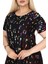 Butik Siyah Renkli Yağlıboya Desen Asimetrik Kısa Kollu Elbise 5
