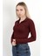 Kadın Dik Yaka Yarım Fermuarlı Uzun Kollu Body Bordo - MS0000498 4
