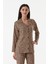 Leopar Desenli Gömlek Yaka Süet Pijama Takımı 2