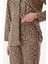 Leopar Desenli Gömlek Yaka Süet Pijama Takımı 5