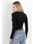 Kadın Düğmeli Uzun Kollu Kaşkorse Body Siyah - MS0000501 4