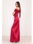 Bordo Drape Detaylı Saten Kumaş Abiye Elbise 9704858.04 2