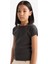 Kız Çocuk Slim Fit Dar Kesim Bisiklet Yaka Basic Düz Fitilli Kaşkorse Kısa Kollu Tişört B3053A825SM 4