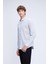 Gri Slim Fit Uzun Kollu Düğmeli Yaka Pamuklu Gömlek 3